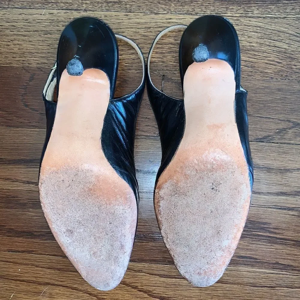 Vtg 70s‎ Saks Fifth Avenue black leather heels